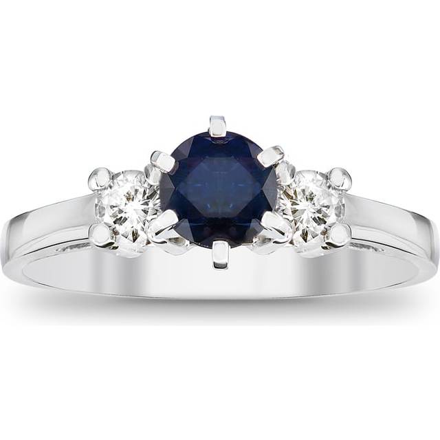 0.83 CTTW Sapphire & Diamond Engagement Ring, 14K Gold - Size 7