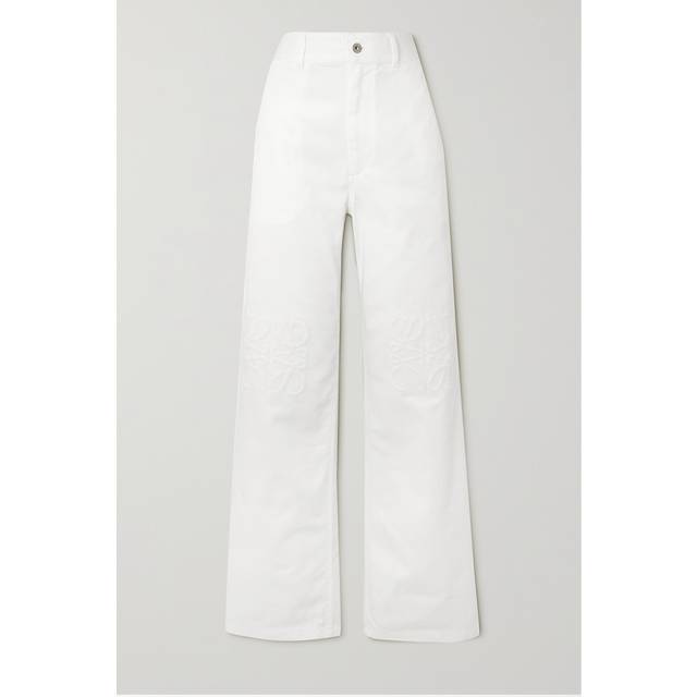 LOEWE - + Paula's Ibiza Leather-trimmed Embroidered High-rise Wide-leg Jeans - White - FR 42