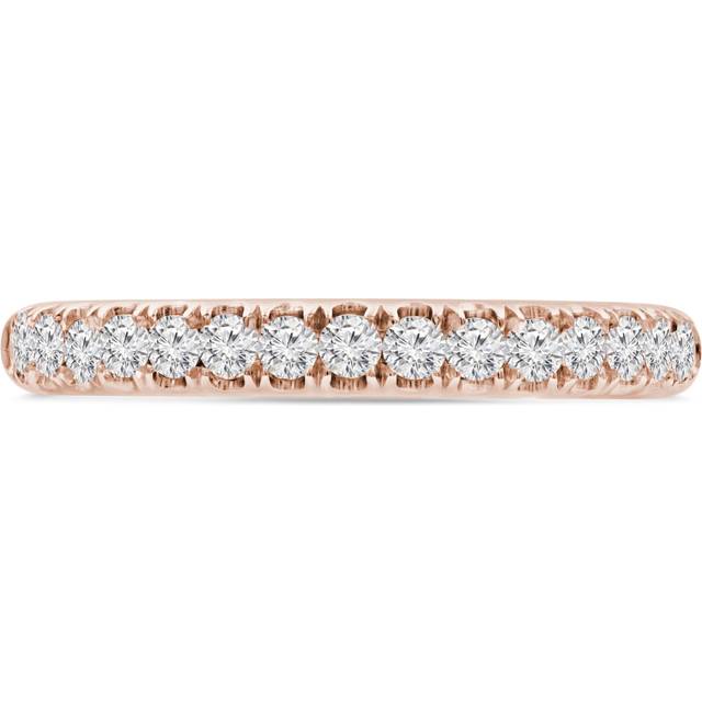 Majesty Diamonds MD230291-7.5 0.33 CTW Round Diamond Semi-Eternity Anniversary Wedding Band Ring in 14K Rose Gold - Size 7.5