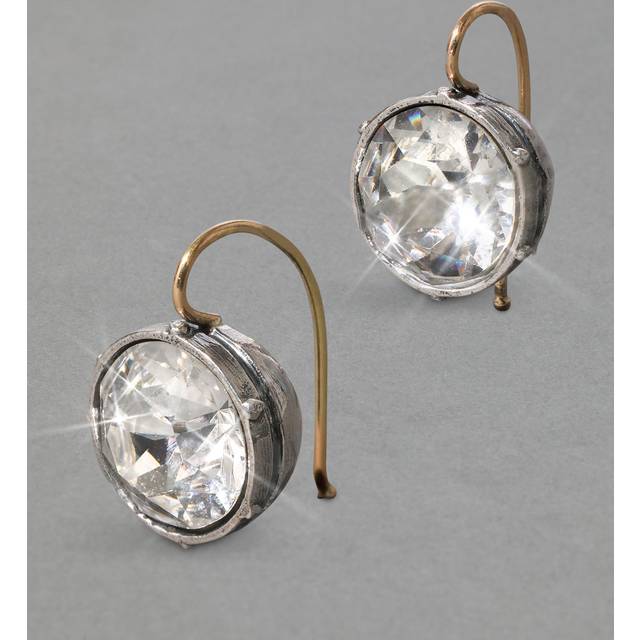 Alexis Bittar Sterling Silver And 14K Gold Wire Large Cut Luminous Crystal Drop Earrings in Gold/Silver | Statement Jewelry from Alexis Bittar (One Size)