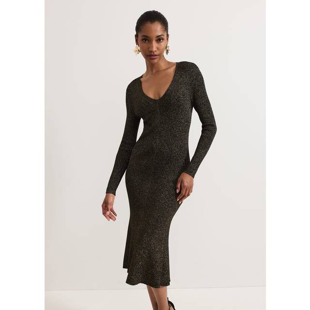 Phase Eight Women's Tillie Shimmer Flippy Hem Dress - Gold - 20