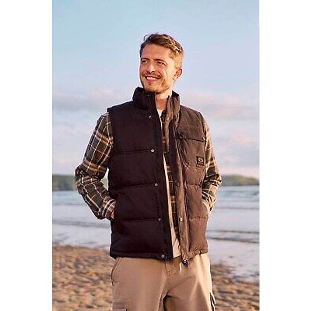 'Fistral' Stylish Warm Water Resistant Padded Cotton Borg Lined Gilet - Black - XS