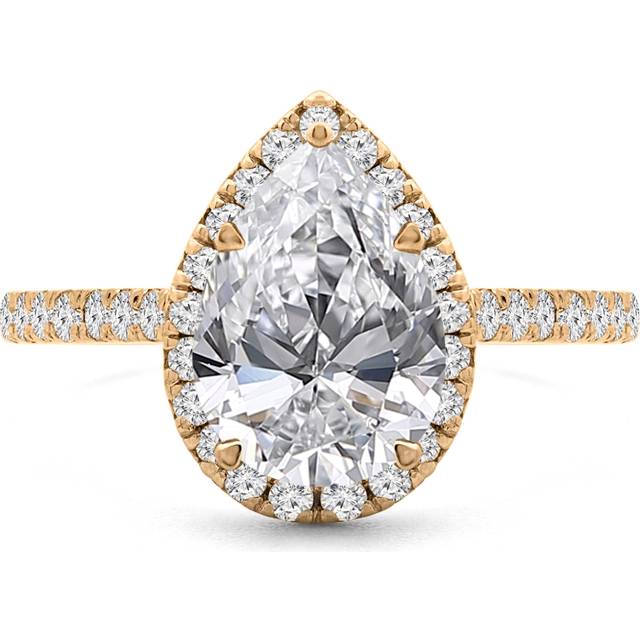 Majesty Diamonds MD240077-7 1.5 CTW Pear Diamond Pear Halo Engagement Ring with Accents in 14K Yellow Gold - Size 7