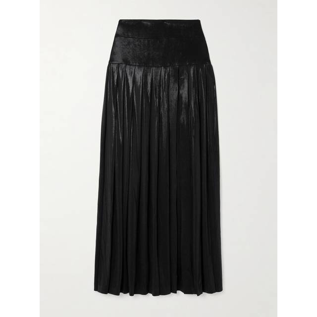 Norma Kamali, Kjol, Dam, S, Polyester, Plisserad lång kjol med slits - black (S)
