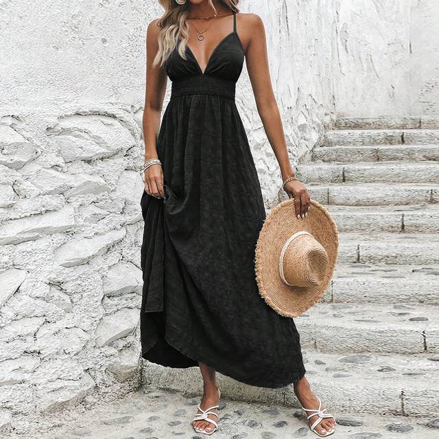 Breezaya Solid Crisscross Backless Cami Dress