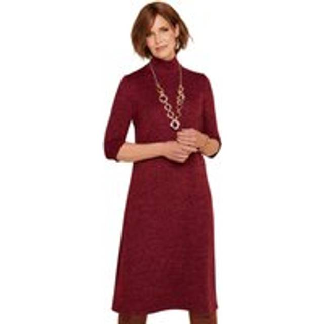 Wool Touch Turtle Neck Dress - Dark Red - 12