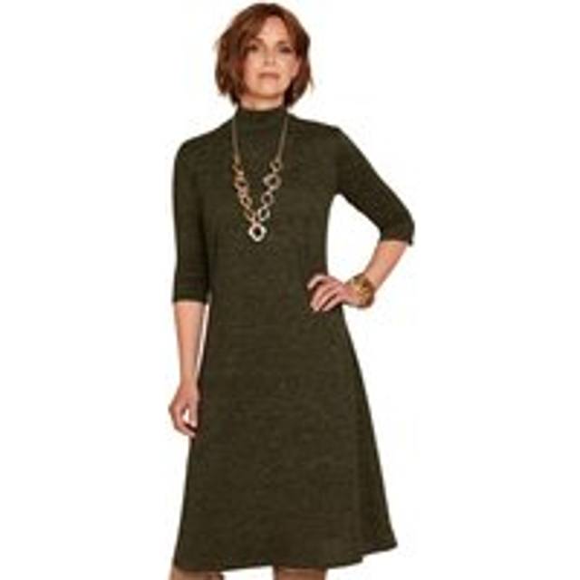 Wool Touch Turtle Neck Dress - Green - 14