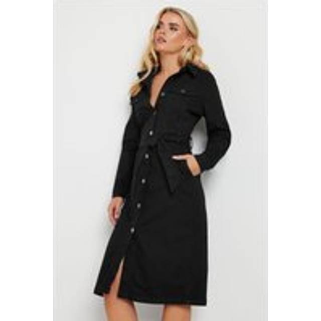 Pixiegirl Black Denim Tie Waist Midi Dress 16 Pixiegirl | Petite Women's Winter Dresses