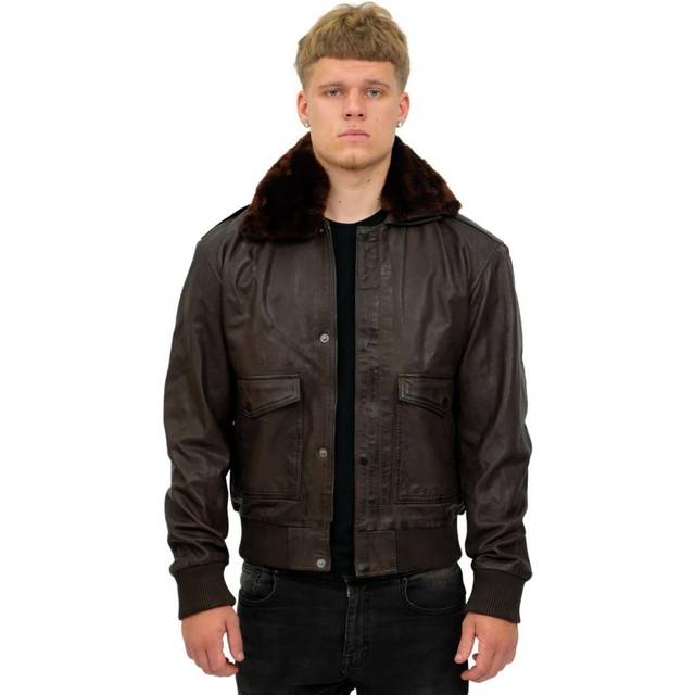 Infinity Leather Mens Air Force A2 Brown Aviator Bomber Jacket-Sao Paulo - Size X-Small