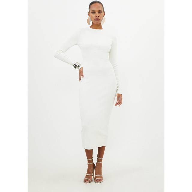 Compact Jersey Ribbed Maxi Dress - Ivory