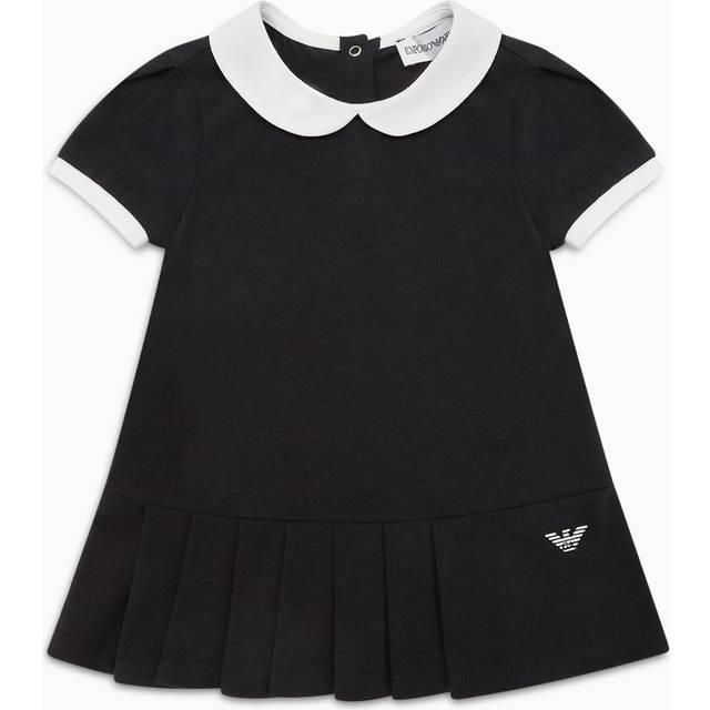 Jersey dress with Peter Pan collar and pleated skirt