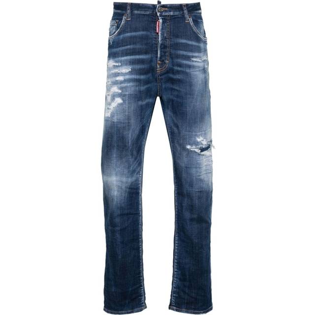 DSQUARED2 - Dark Ripped Cast Wash Bro straight-leg jeans - men - Elastane/Polyester/Cotton/Cotton - 46 - Blue
