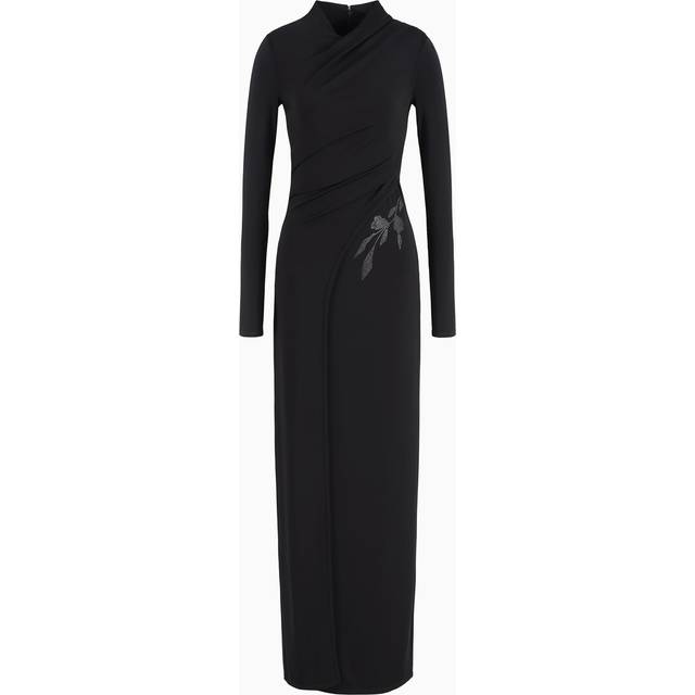 ASV long dress in stretch viscose jersey with rhinestones