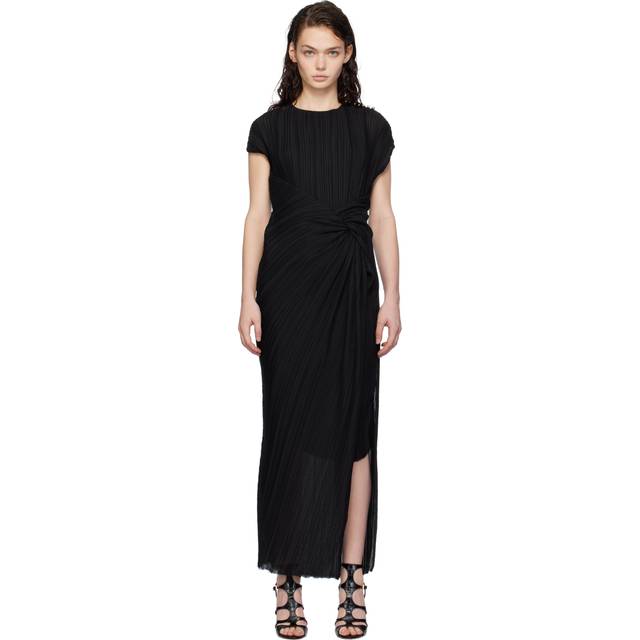 Lanvin Black Asymmetrical Pleated Maxi Dress - BLACK - FR 34