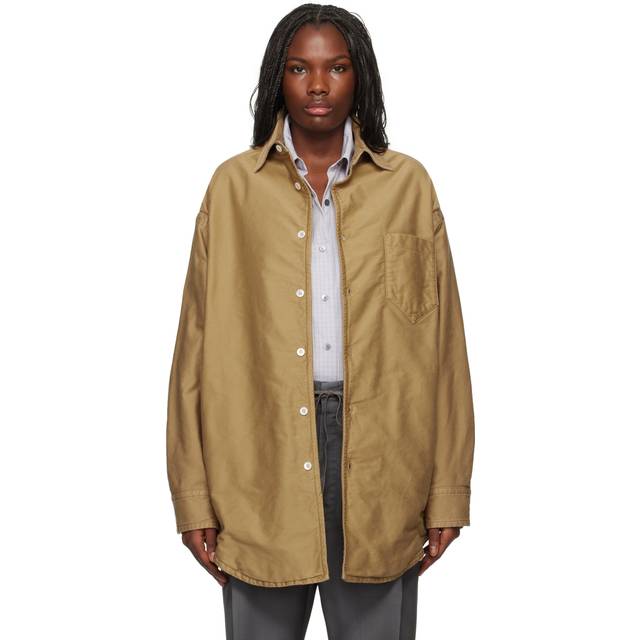 Maison Margiela Brown Padded Satin Cotton Shirt - 726 Camel - IT 36