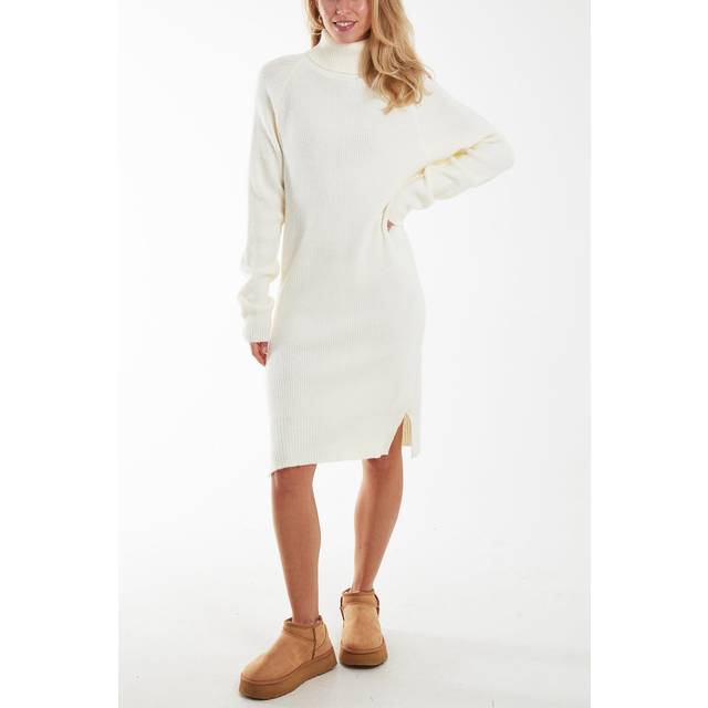 Blue Vanilla Womens Roll Neck Jumper Dress - Ivory - One Size