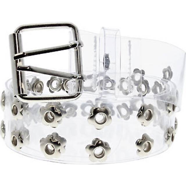 Adjustable clear transparent pvc belt with 2 row floral eyelets