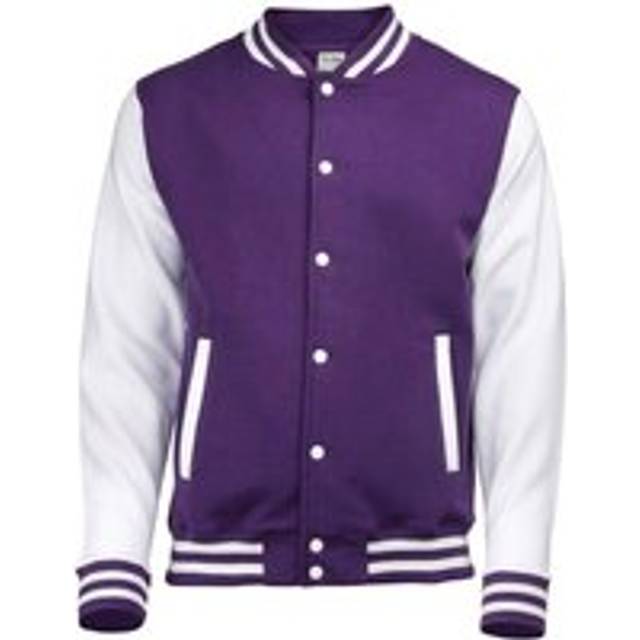 (XS, Purple/White) Awdis Unisex Adult Varsity Jacket