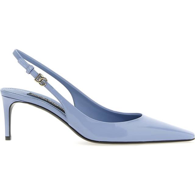 Dolce & Gabbana Polished Calfskin Slingbacks - Woman Pumps And Slingback Light Blue Leather 36.5
