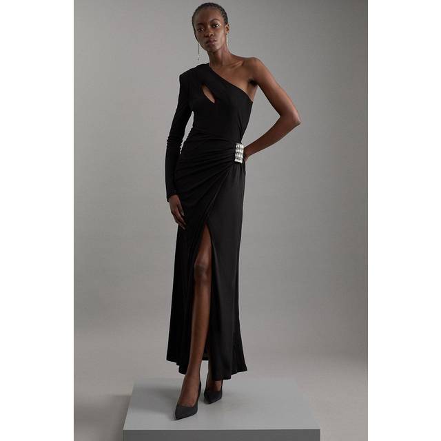 Premium Viscose Jersey Hardware Maxi Dress - Black