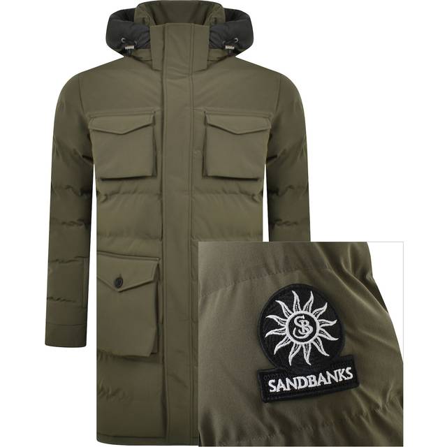 Sandbanks Long Puffer Jacket Khaki