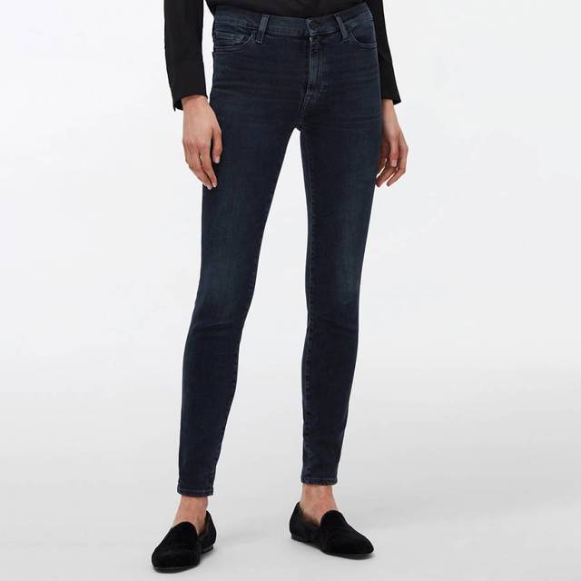 Dark Blue High Waisted Skinny Stretch Jeans - Navy (26)