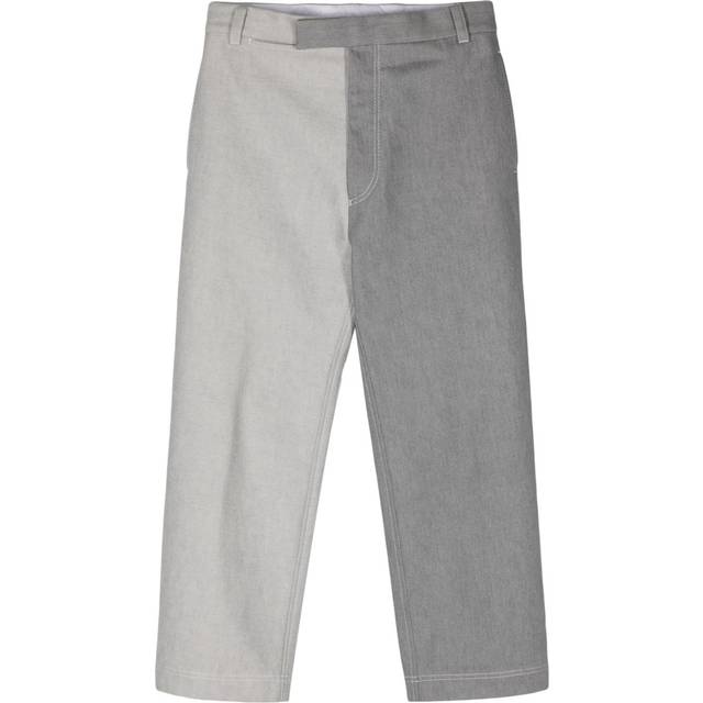 Thom Browne - two-tone straight-leg jeans - men - Cotton - 4 - Grey