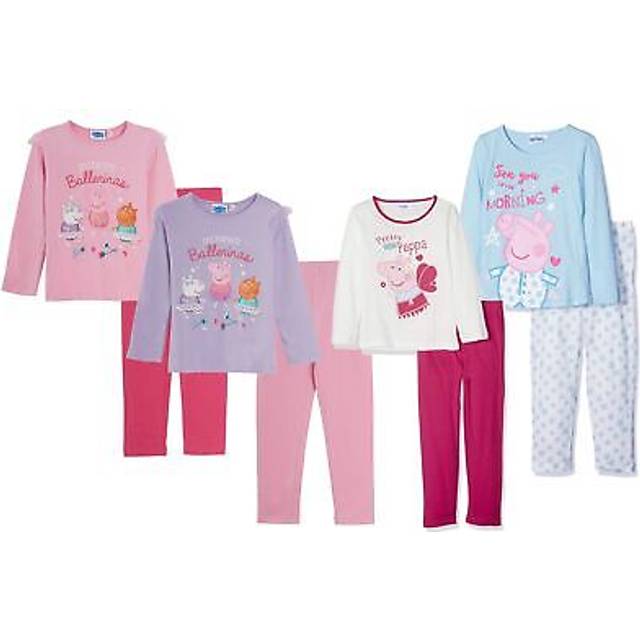 Girls peppa pig long cotton pyjamas kids character 2 piece pjs set nightwear