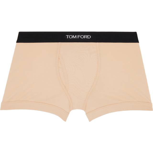 Tom Ford Mens Nude 1 Logo-embroidered Cotton-blend Jersey Boxers Xs - NUDE 1