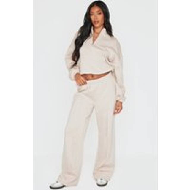 Beige Seam Detail Wide Leg Jogger, Camel - M