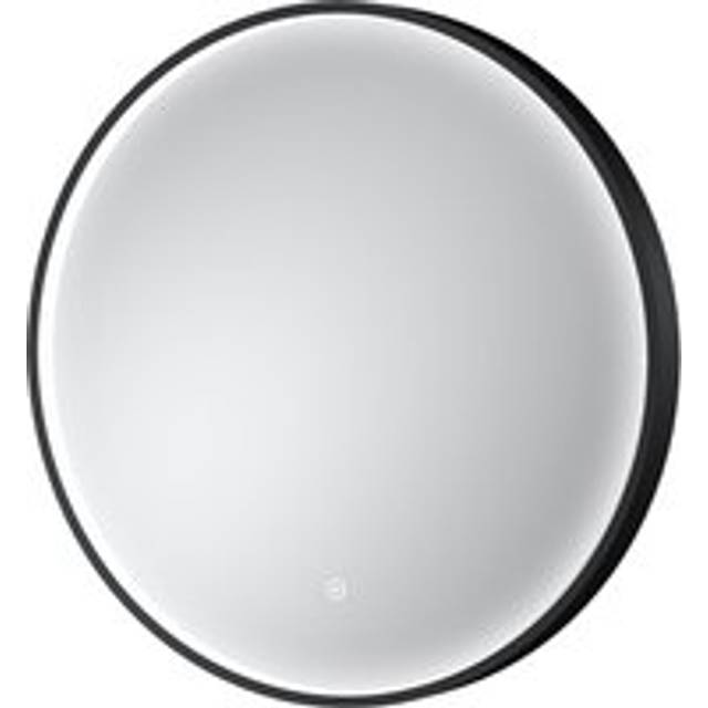 Contemporary Round Inset Framed LED Touch Sensor Mirror - 600mm - Black - Balterley
