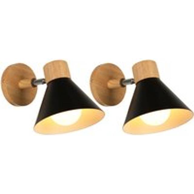 (2X) Retro Indoor Wall Light Metal Wall Lamp E27 Vintage Wall Sconce For Bedroom Living Room Bathroom (Black)