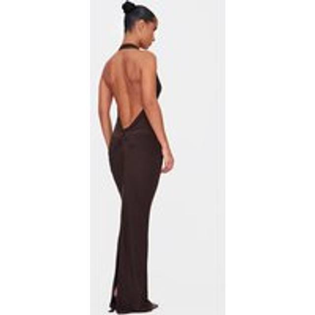 Chocolate Soft Touch Cowl Neck Twist Back Detail Maxi Dress, Chocolate - 16