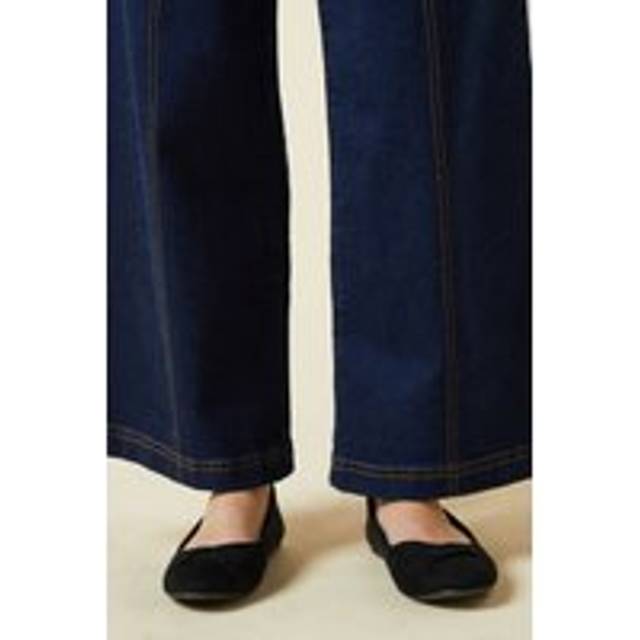 Womens Wide Fit Paige Wrap Detail Ballet Pumps - Natural Black - 5