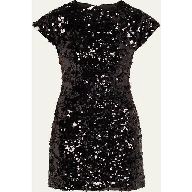 GANNI Black Velvet Sequins Minidress - 099 Black - DK 34