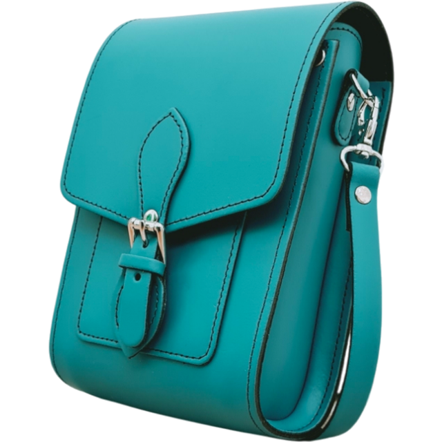 Handmade Leather Festival Phone Bag - Teal - one size