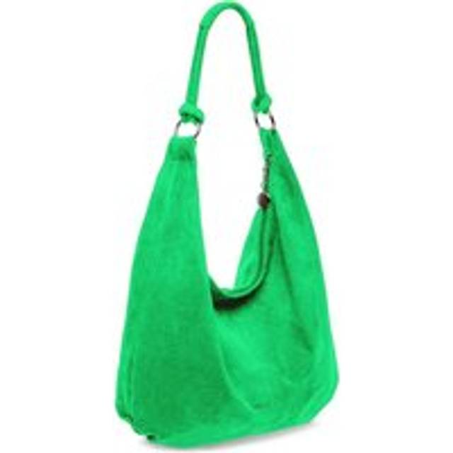 Large Slouch Italian Suede Suede Hobo Tote Shoulder Bag - Emerald - One Size