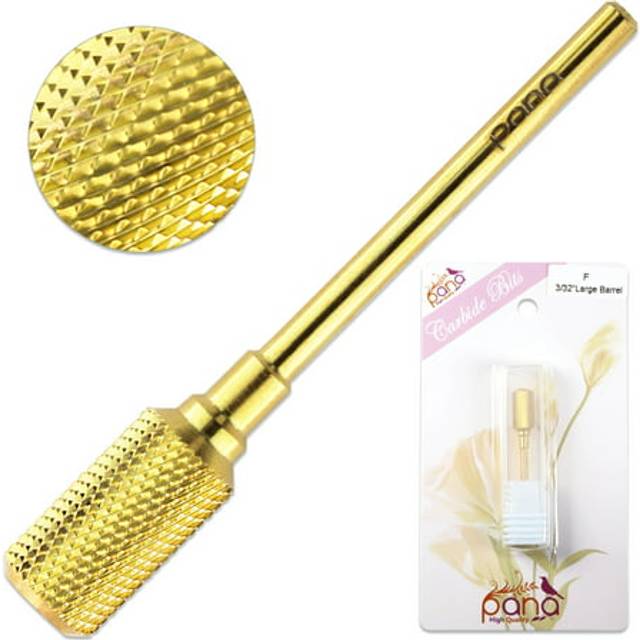 "Beauticom Professional Pana Brand Large Dome Top Barrel Nail Carbide Bit 3/32"""""""" Shank Size for Manicure  Dremel  Buffing Nails (F - FINE  GOLD)"