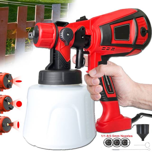 Paint Sprayer Spray Gun Airless HVLP Electric Car Sprayer Fence Wall Floor 1200ML