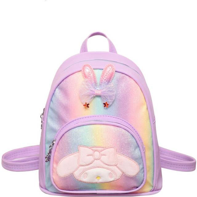 (Melody Purple) Cartoon Fashionable Pu Backpack For Kids Cute And Adorable School Bag