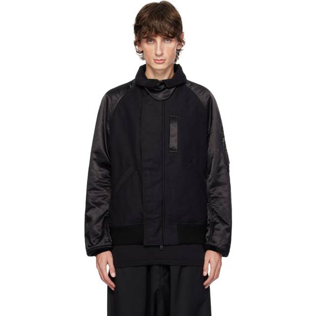 Y-3 Black Flight Bomber Jacket - BLACK - XL