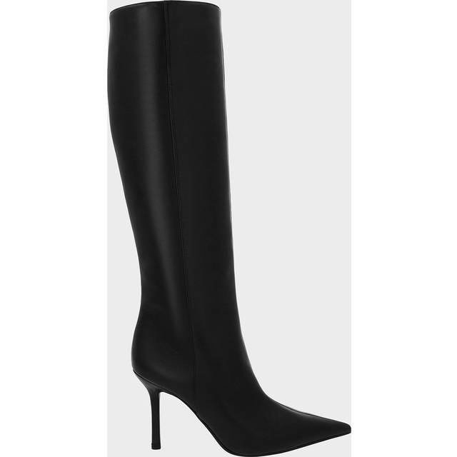 Charles & Keith - Pointed-Toe Stiletto-Heel Knee-High Boots - Black - UK 2