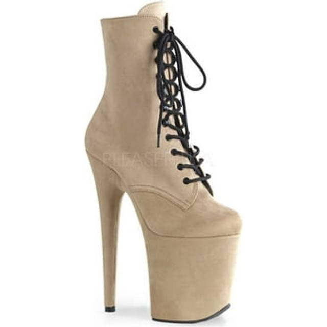 (UK 7/EU 40/US 10) Pleaser Womens Ankle Boots FLAMINGO-1020FS Beige Faux Suede/Beige Faux Suede