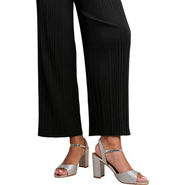 (7 UK, Silver) Where's That From Womens/Ladies Florence Ankle Strap Medium Block Heel High Heels