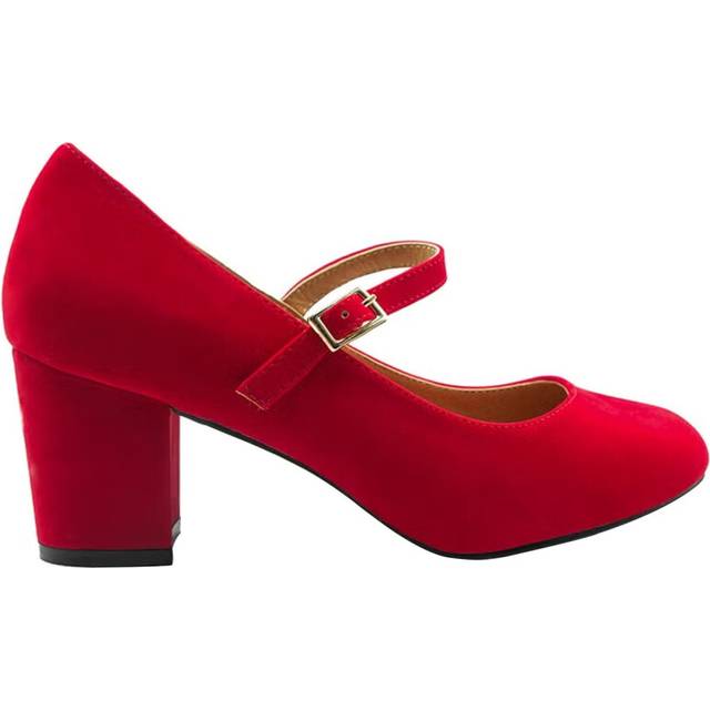 (8 UK, Red) Where's That From Womens/Ladies Araceli Suede Block Heel Mary Janes