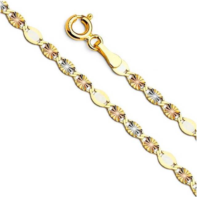 22 in. 14K Tri-Tone Gold 3 mm Diamond-Cut Star Valentino Chain