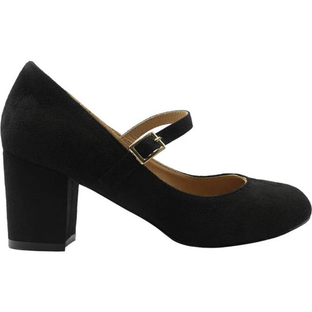 (7 UK, Black) Where's That From Womens/Ladies Araceli Suede Block Heel Mary Janes