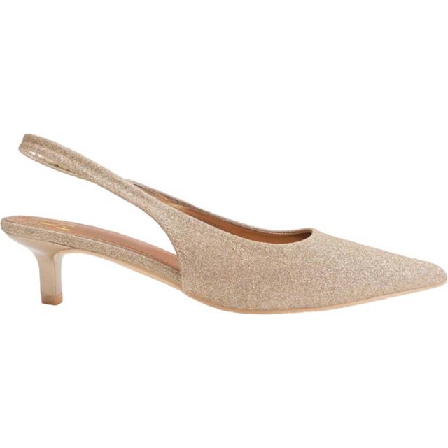 Where's That From Womens/Ladies New Pointed Glitter Sling Back Kitten Heel Shoes 5 UK gyllene