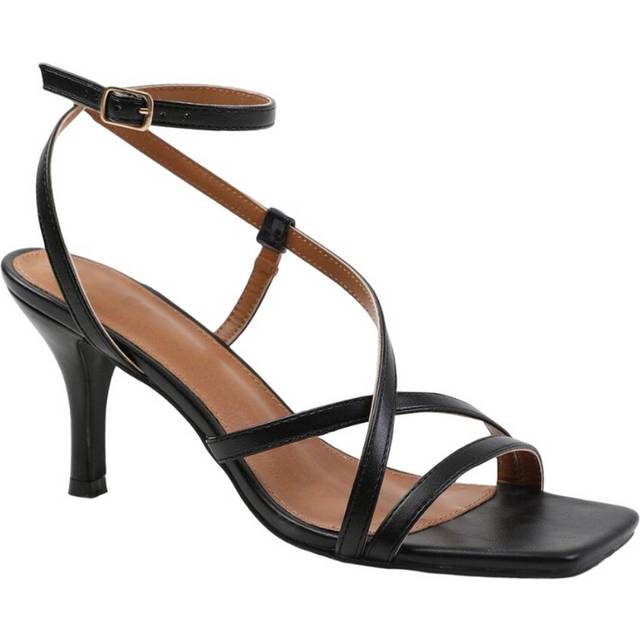 (7 UK, Black) Where's That From Womens/Ladies Austin PU Crossover Strap Mid Heel High Heels