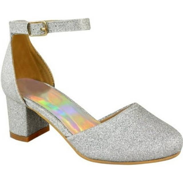 Where's That From Girls Abena Glitter Closed Toe Mid High Block Sandals 13 UK silver